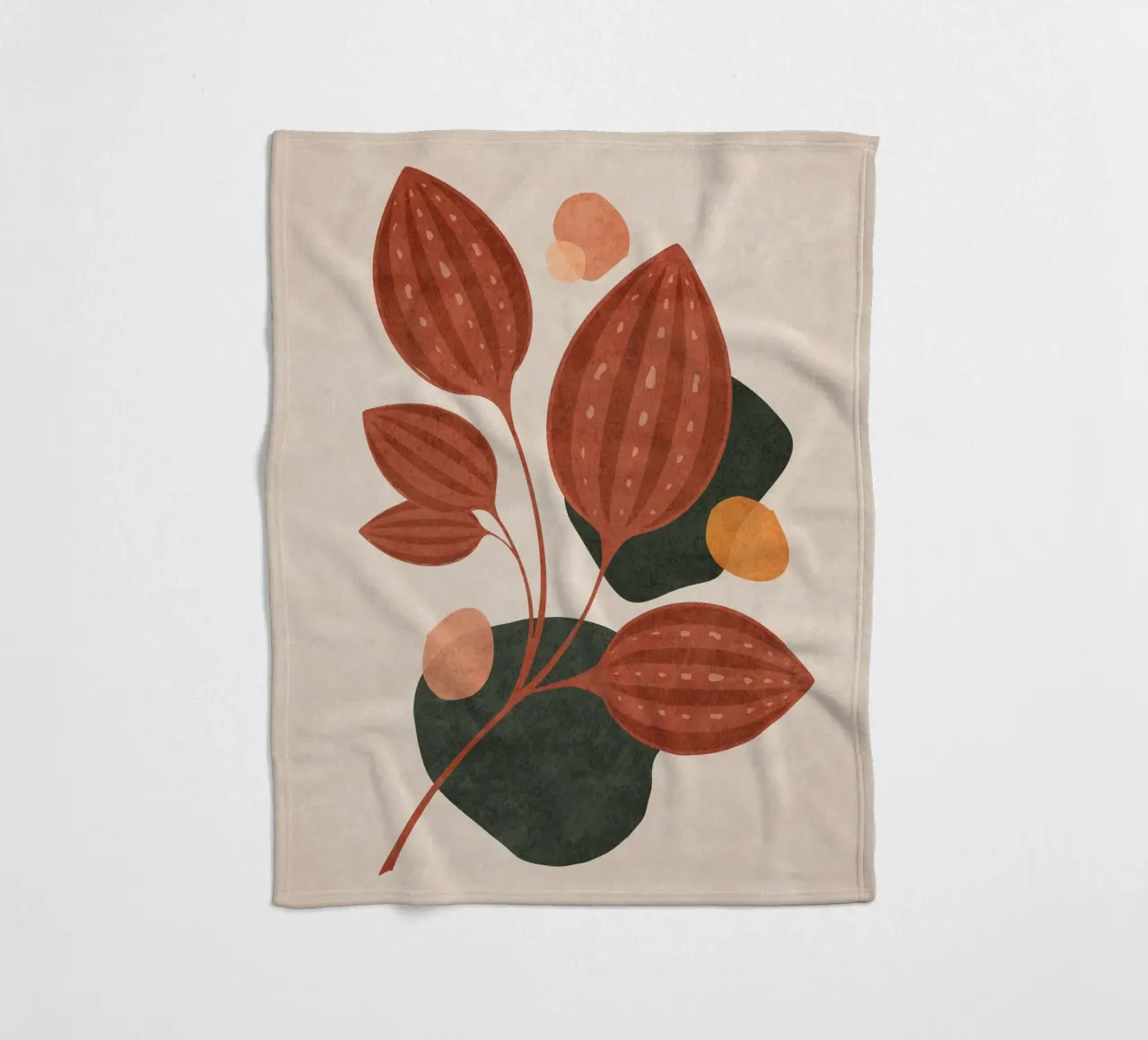Emel Tunaboylu - Foglie di Boho 04 coperta in pile da The Artcircle