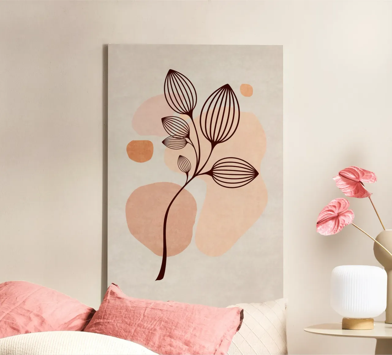 Emel Tunaboylu - Foglie di Boho 06 tela con Cornice a cassetta da The Artcircle