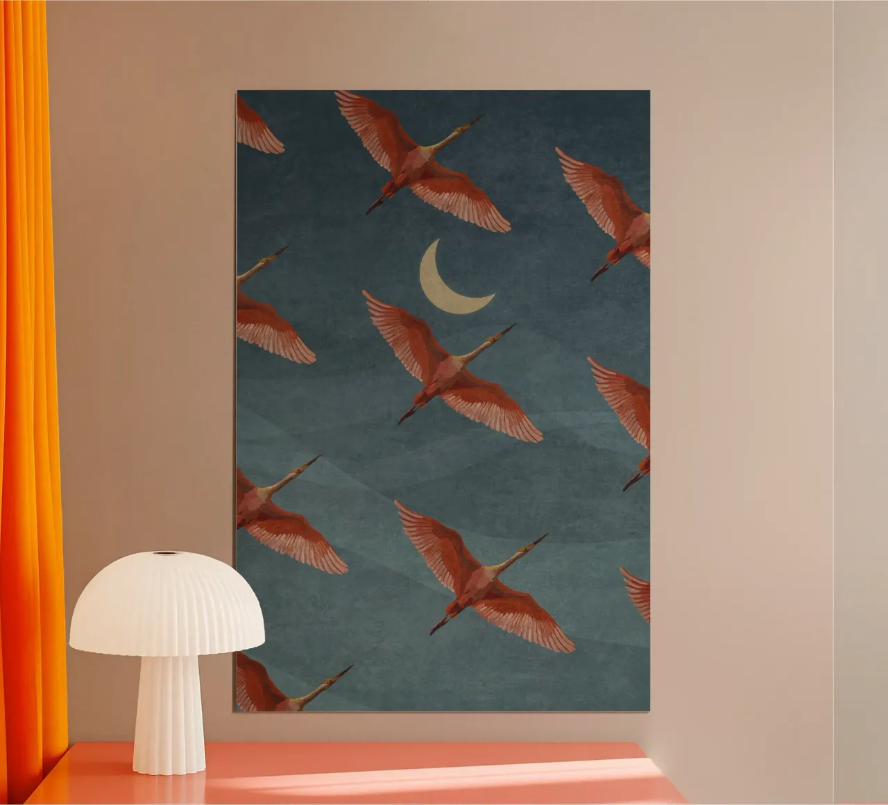 Emel Tunaboylu - Gru su cielo notturno poster da The Artcircle
