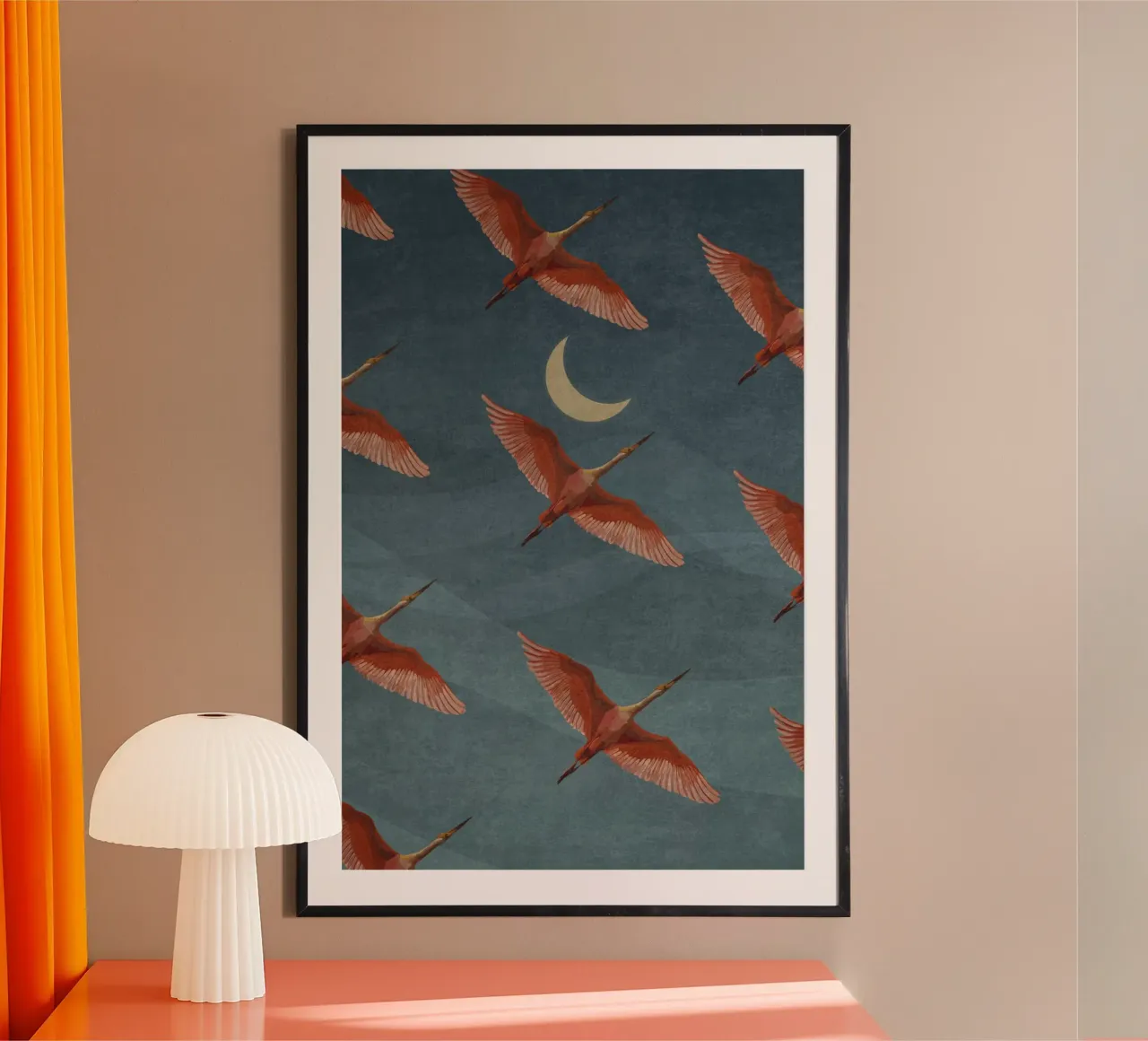 Emel Tunaboylu - Gru su cielo notturno poster da The Artcircle