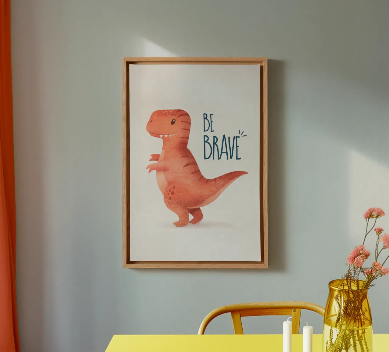 Emel Tunaboylu - Dino - Wees dapper canvas met Baklijst van The Artcircle