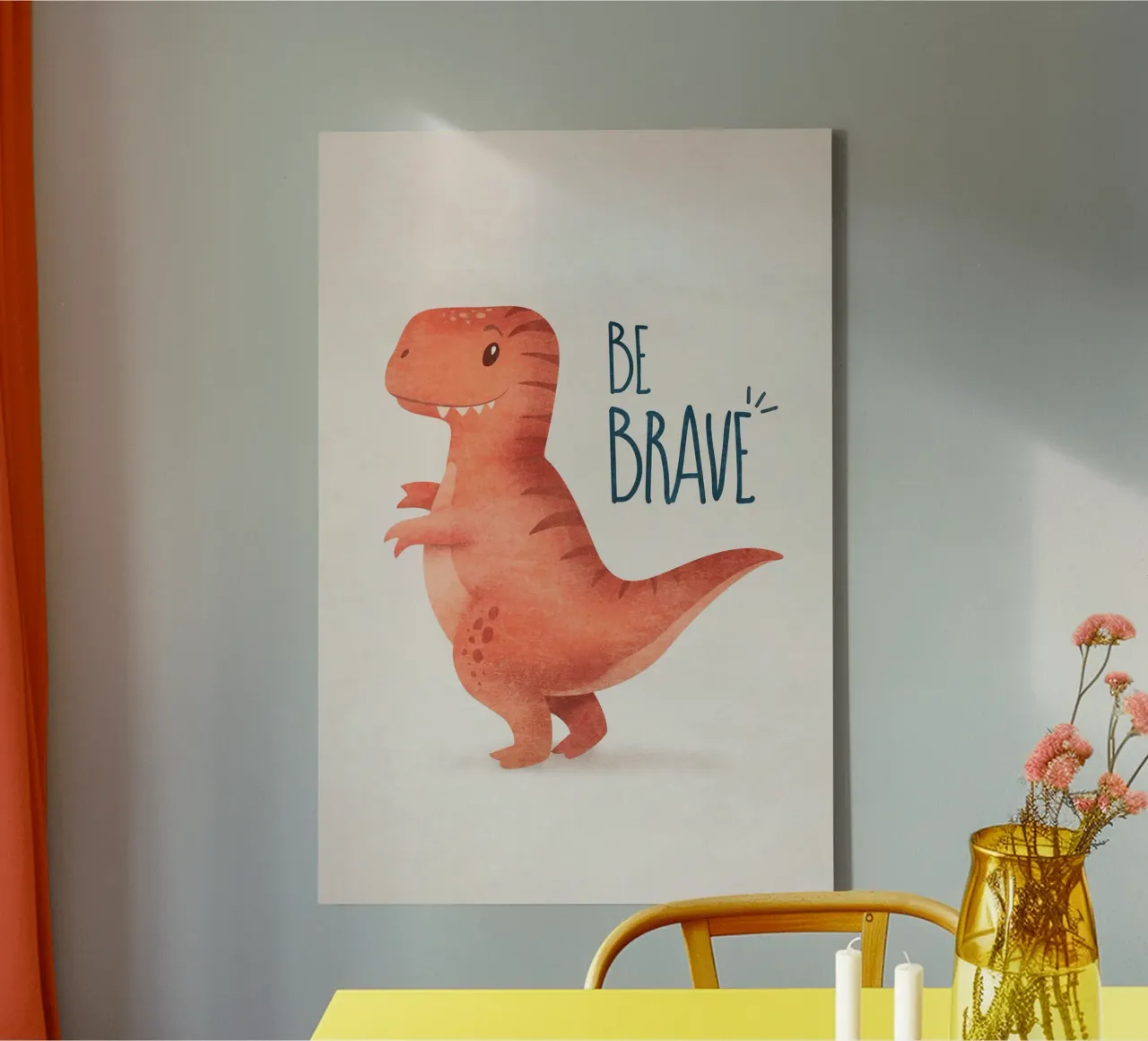 Emel Tunaboylu - Dino - Wees dapper canvas met Baklijst van The Artcircle
