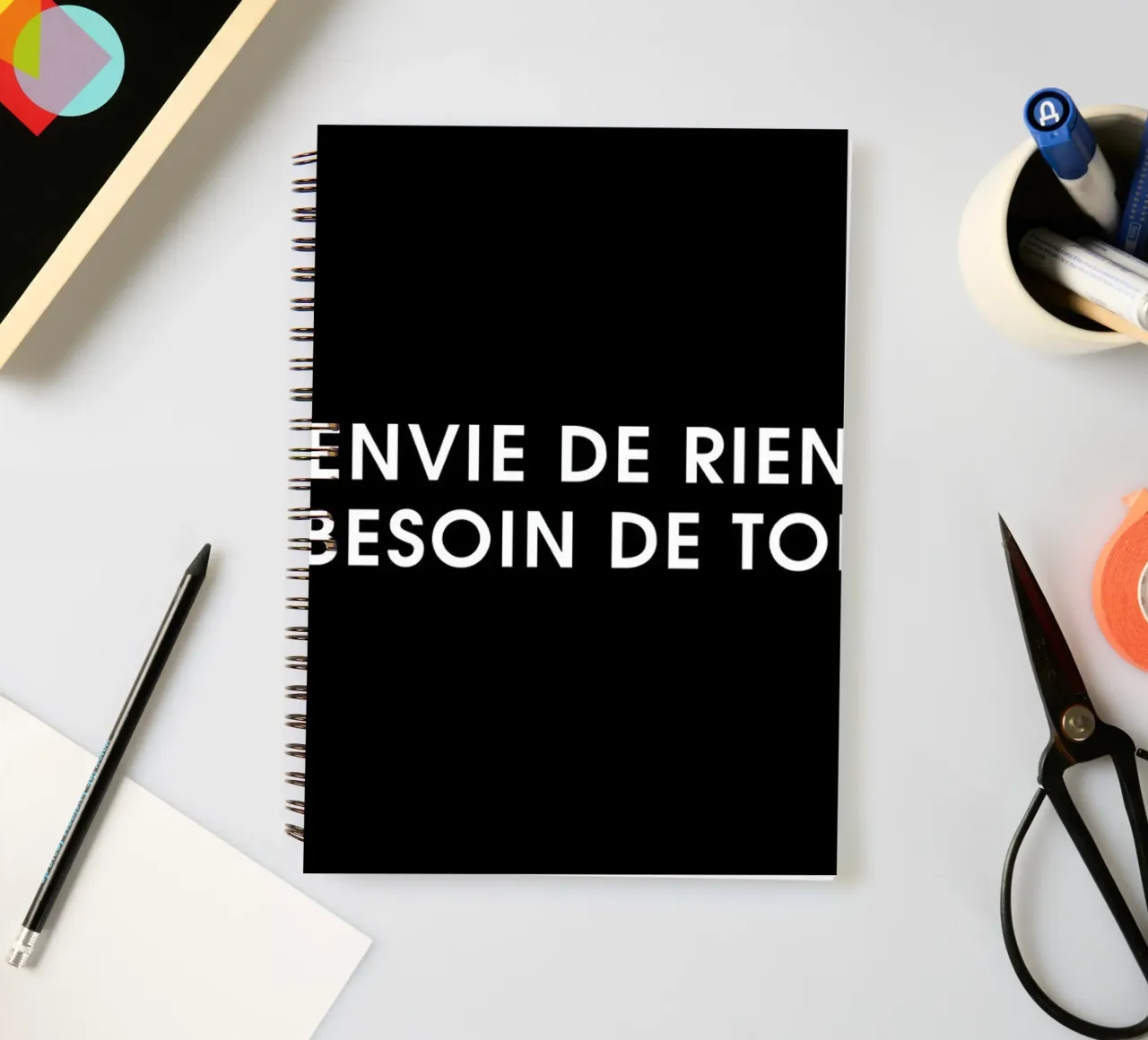 Envie de rien, besoin de toi - Black spiral notebook by Intertitres