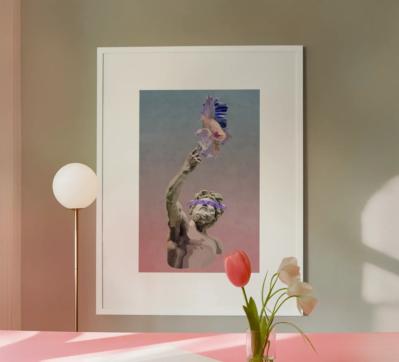 Emel Tunaboylu - Sogno di statua poster con telaio in legno da The Artcircle