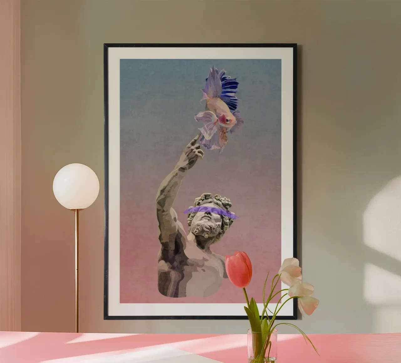 Emel Tunaboylu - Sogno di statua poster con telaio in legno da The Artcircle