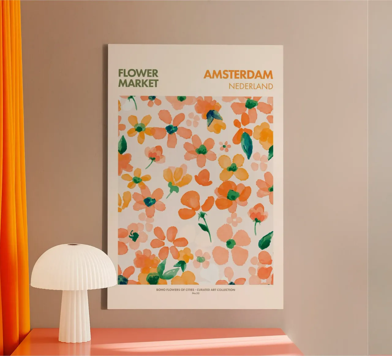 Emel Tunaboylu - Mercato dei fiori di Amsterdam tela con Cornice a cassetta da The Artcircle