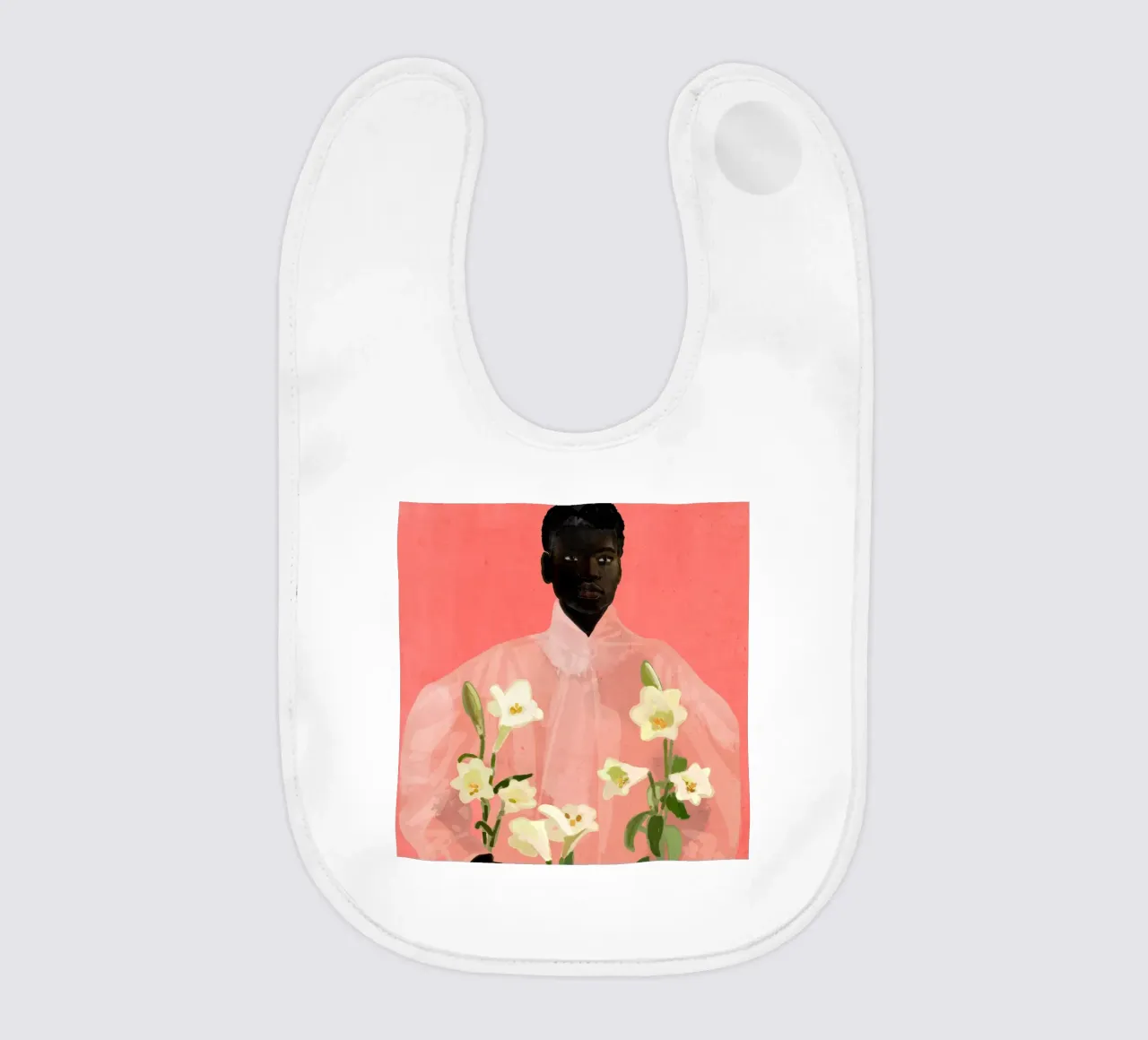 Ragazza con fiori in mano bavaglino da ThingDesign