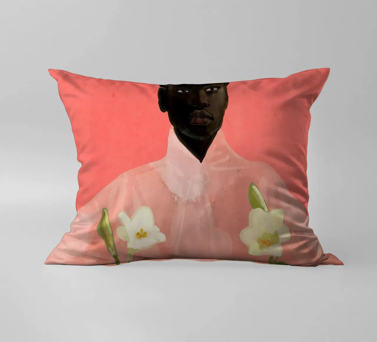 Ragazza con fiori in mano cuscino da ThingDesign