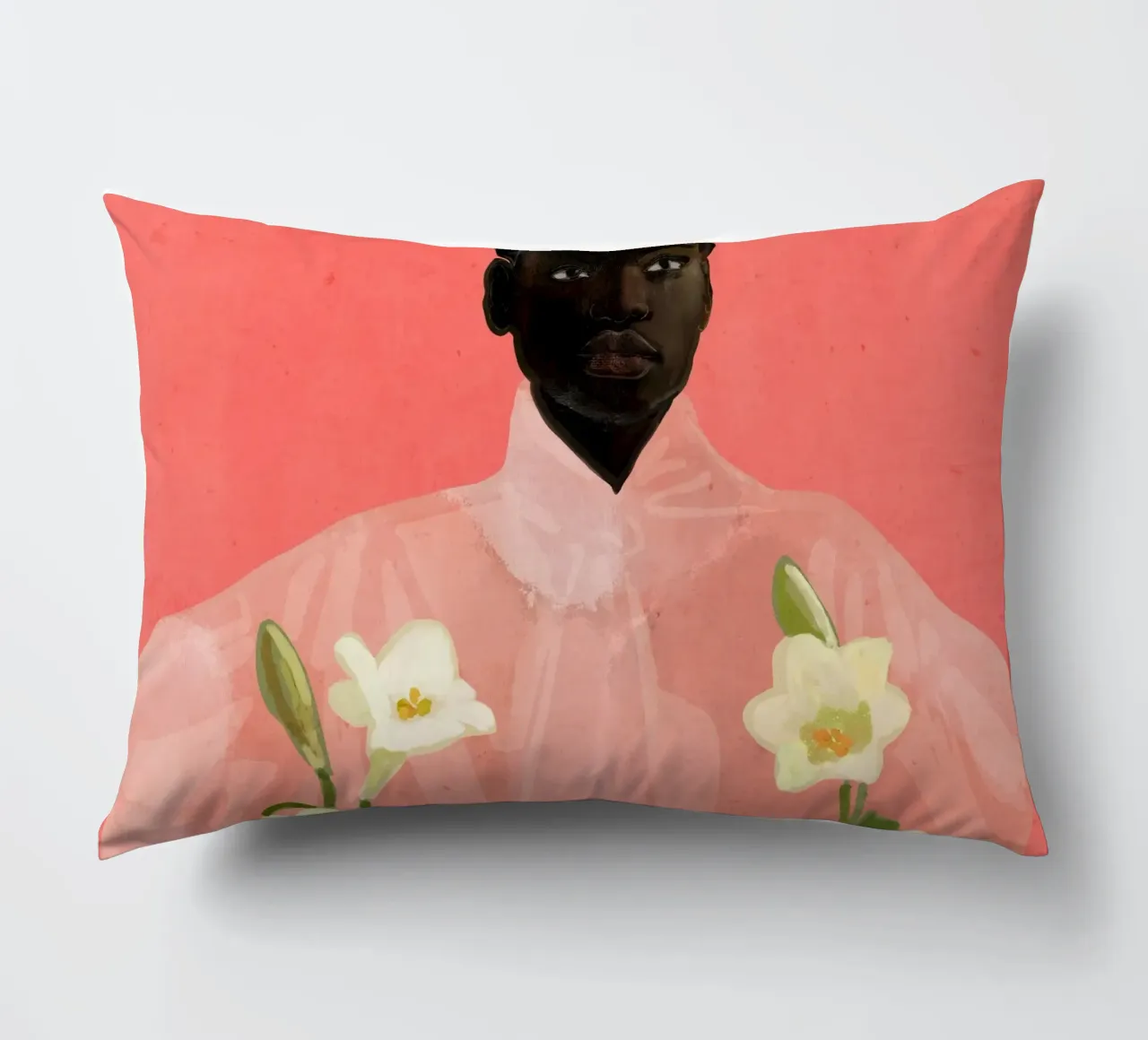 Ragazza con fiori in mano cuscino da ThingDesign