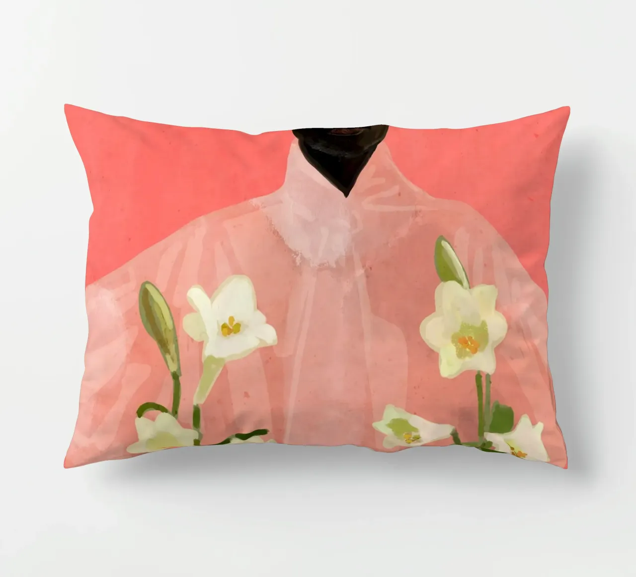 Ragazza con fiori in mano cuscino da ThingDesign