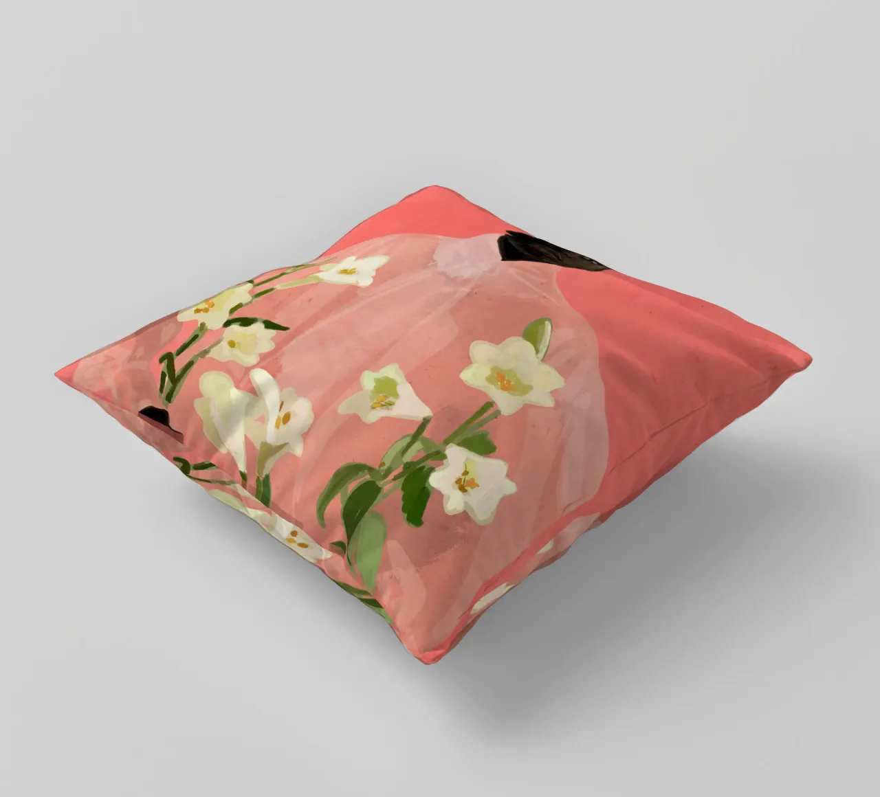 Ragazza con fiori in mano cuscino da ThingDesign