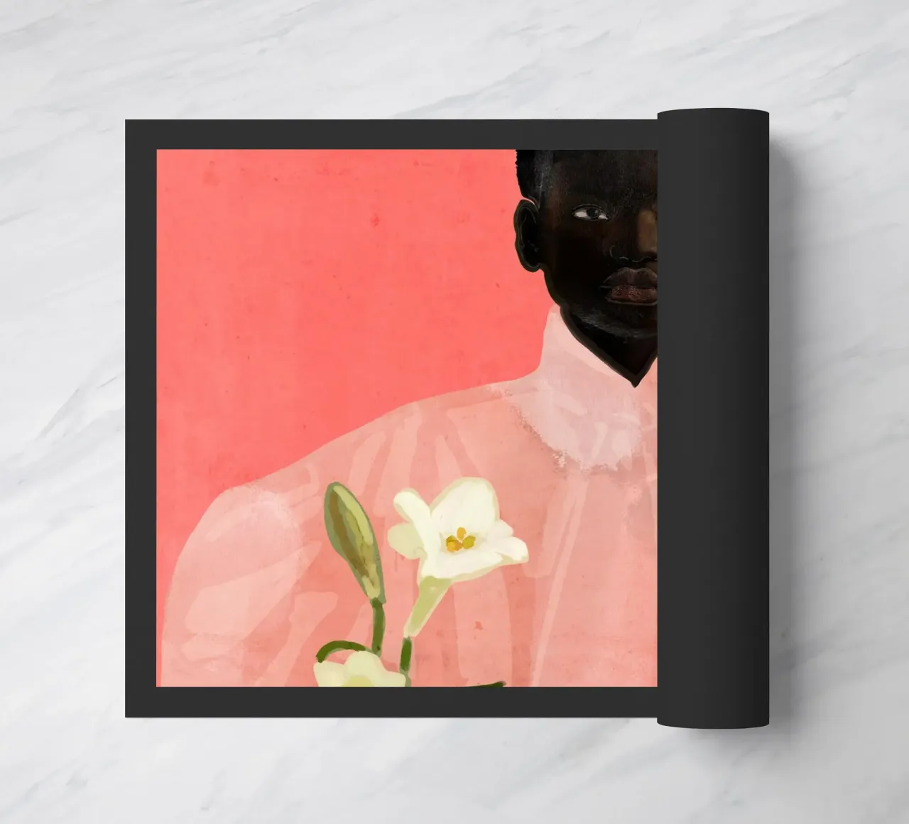 Girl Holding Flowers doormat by ThingDesign