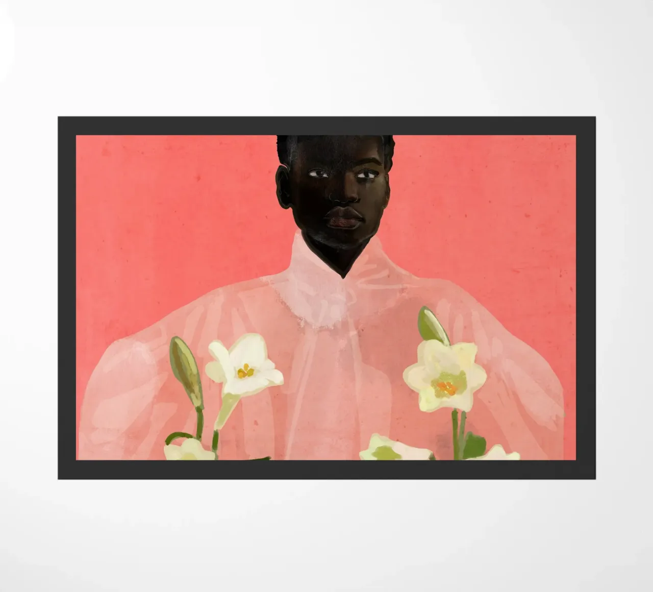 Girl Holding Flowers doormat by ThingDesign