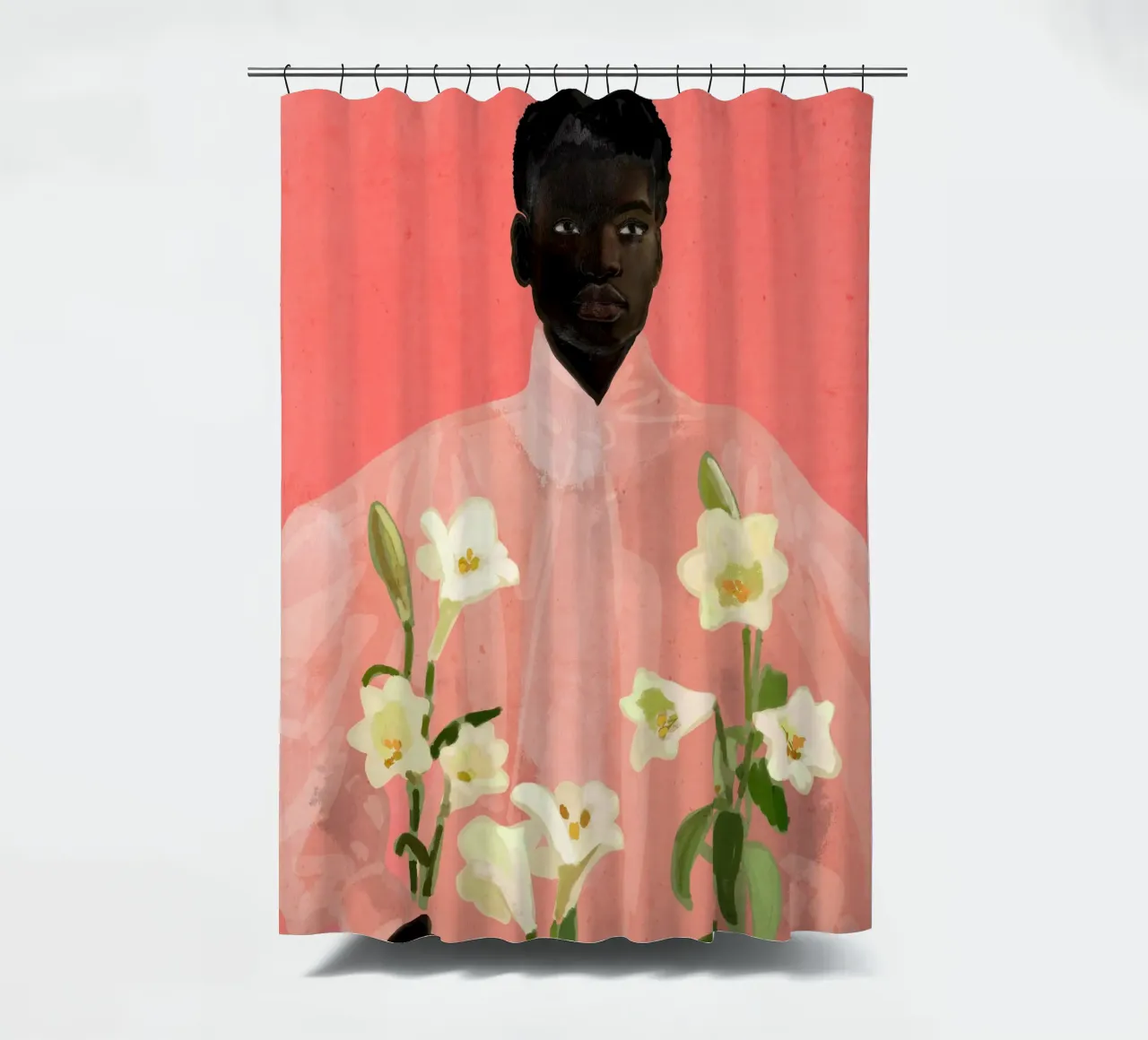 Ragazza con fiori in mano tenda da doccia da ThingDesign