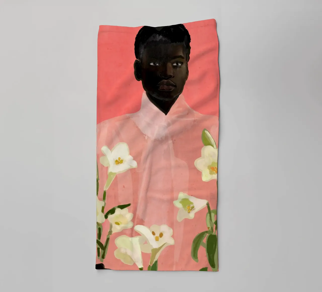 Ragazza con fiori in mano asciugamano da bagno da ThingDesign