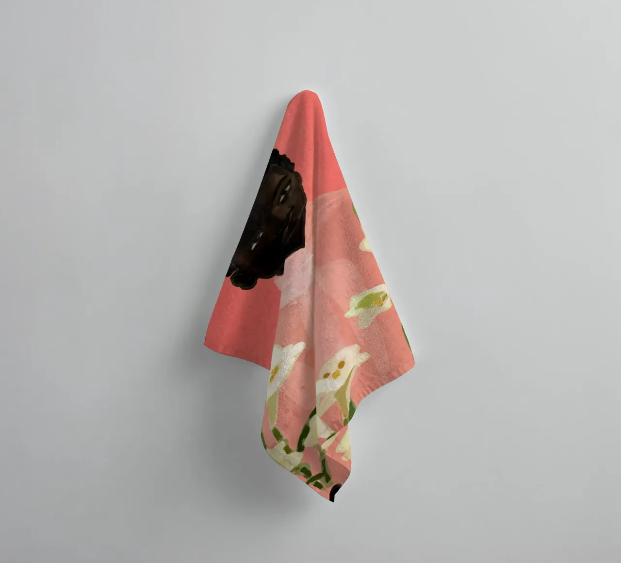 Ragazza con fiori in mano asciugamano da bagno da ThingDesign