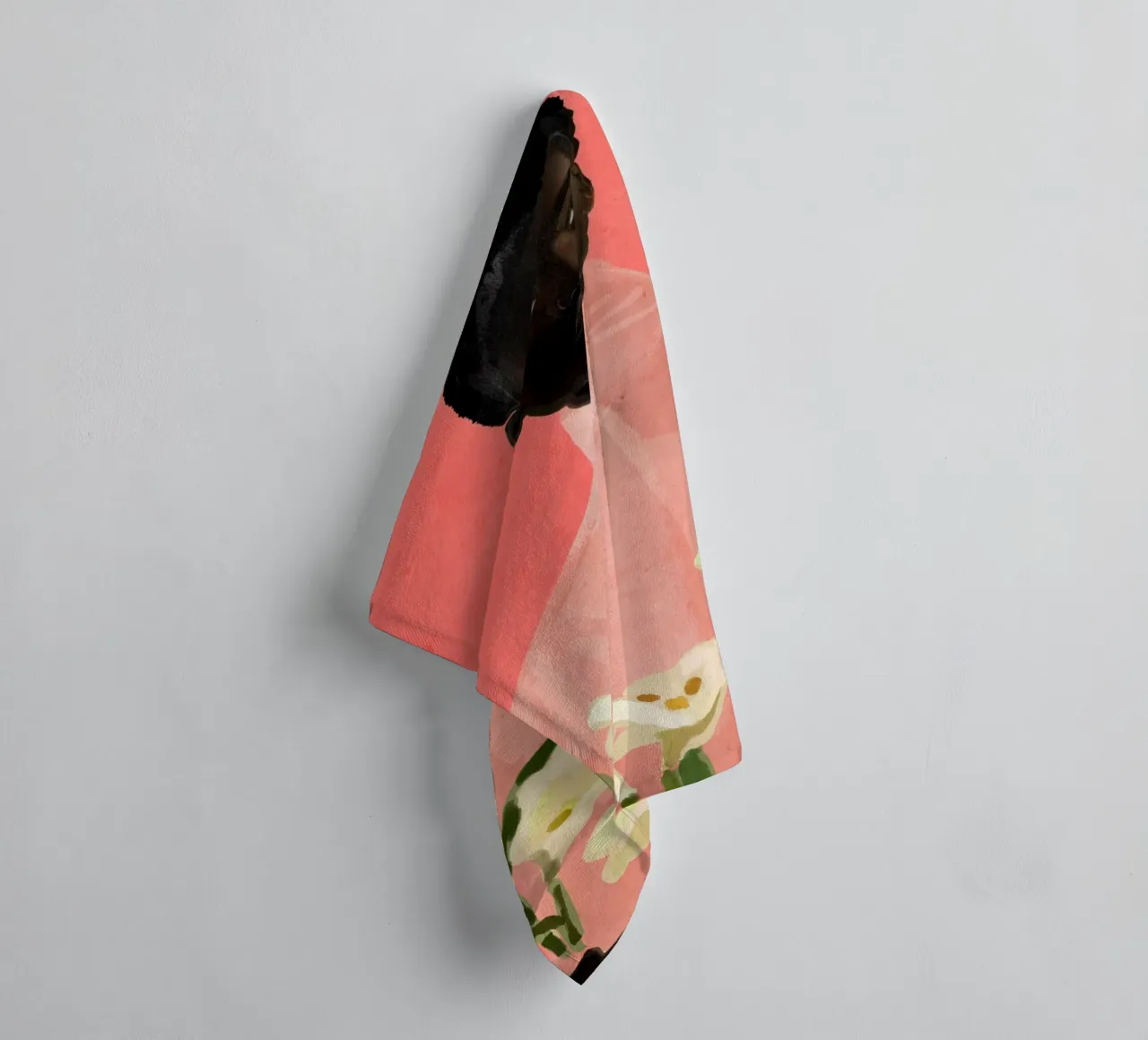 Ragazza con fiori in mano asciugamano da bagno da ThingDesign