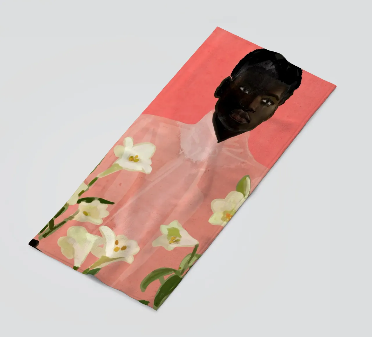 Ragazza con fiori in mano telo mare da ThingDesign