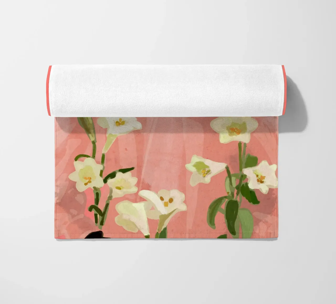 Ragazza con fiori in mano telo mare da ThingDesign