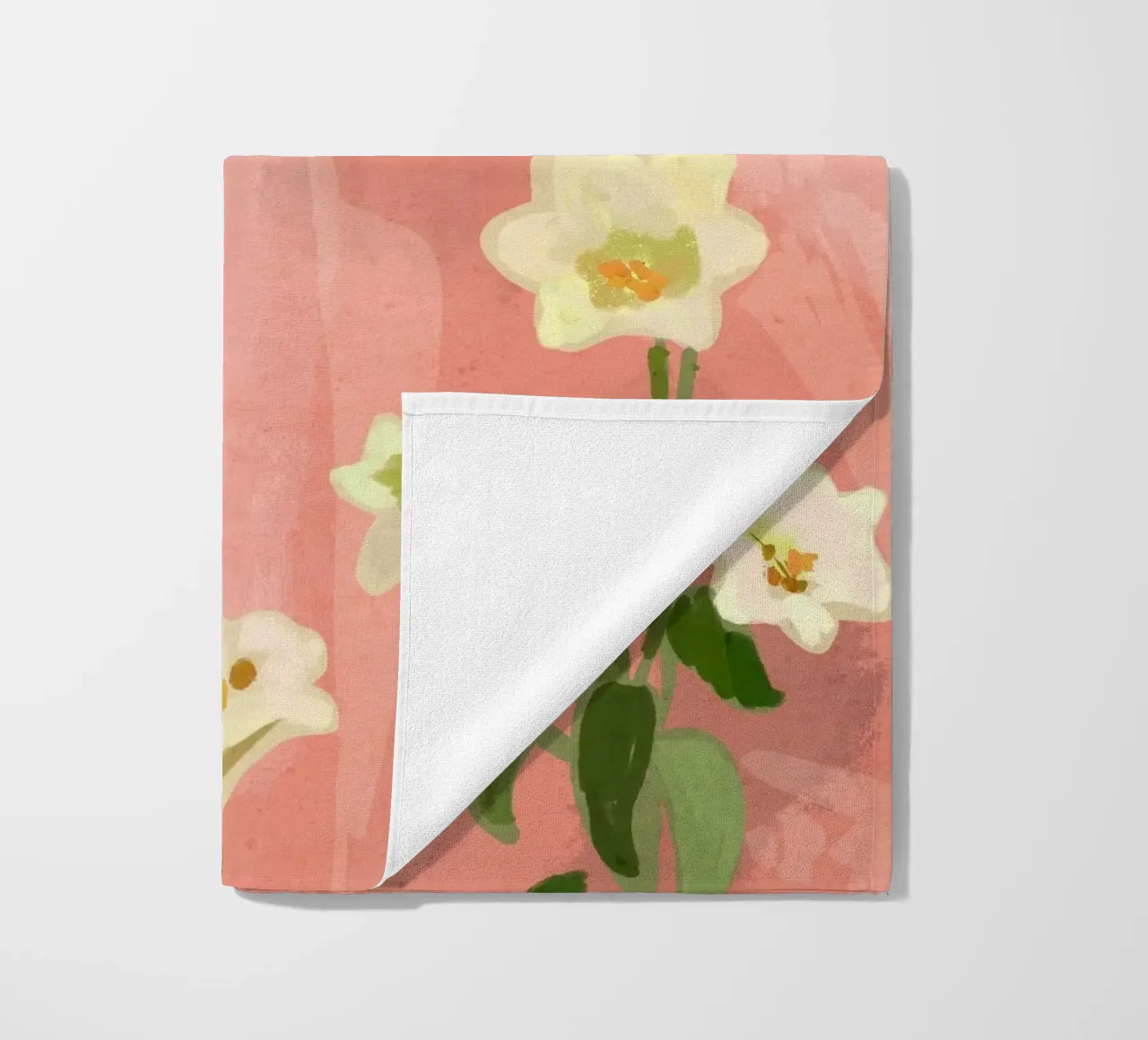 Ragazza con fiori in mano telo mare da ThingDesign