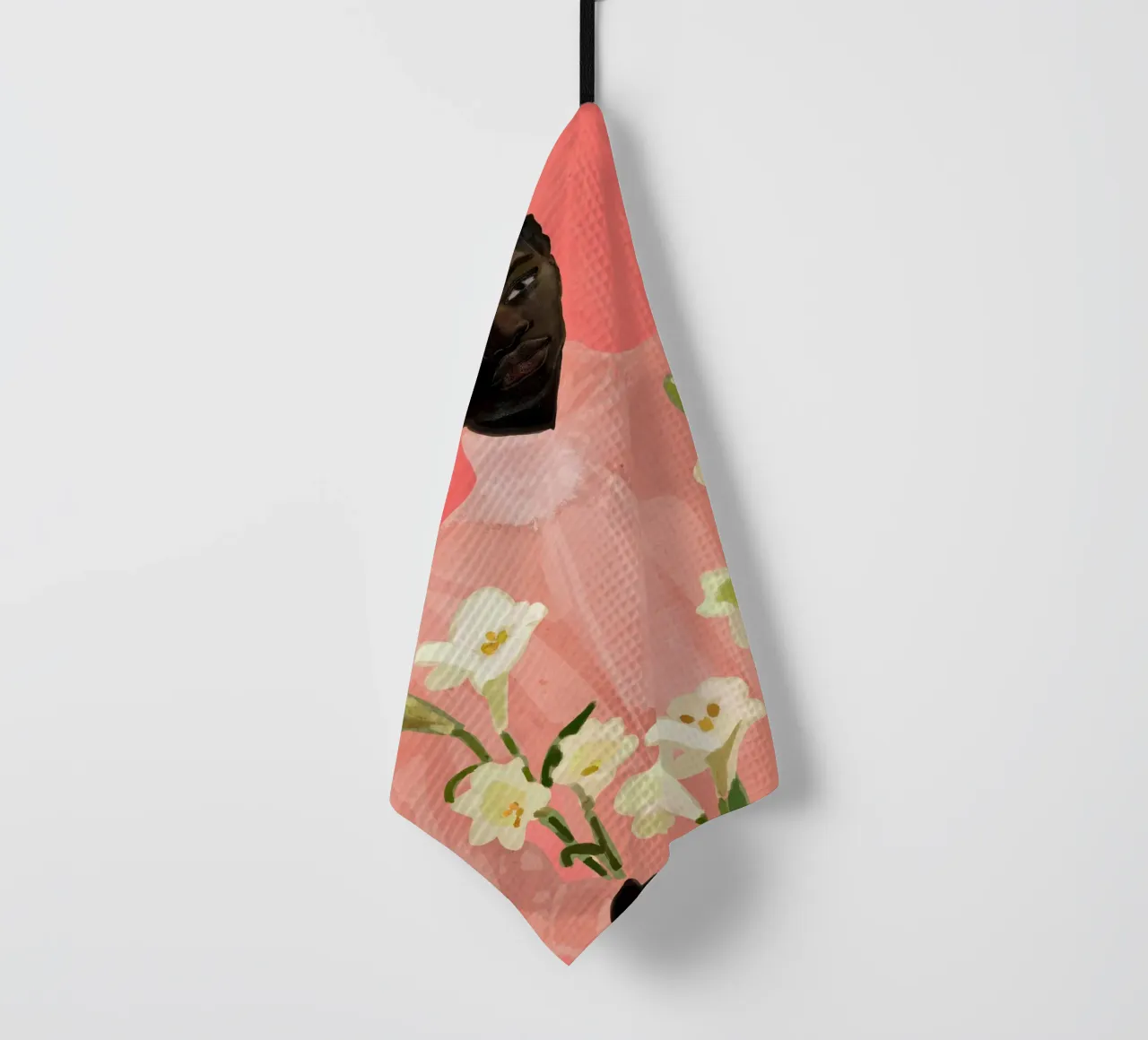 Ragazza con fiori in mano canovaccio da cucina da ThingDesign