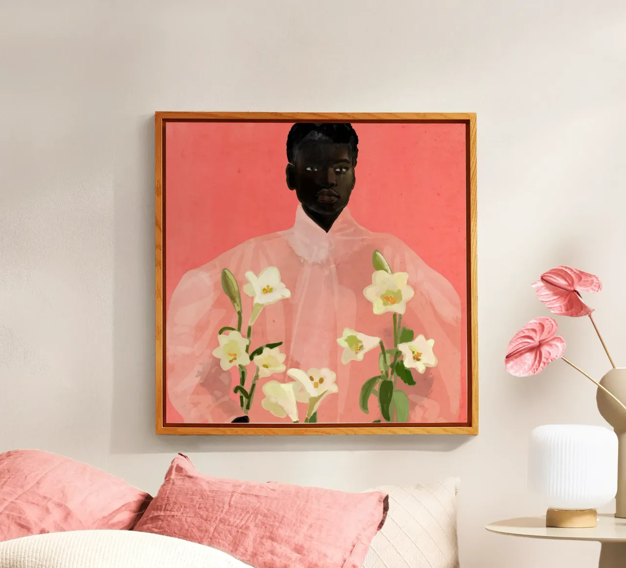 Ragazza con fiori in mano plexiglass da ThingDesign