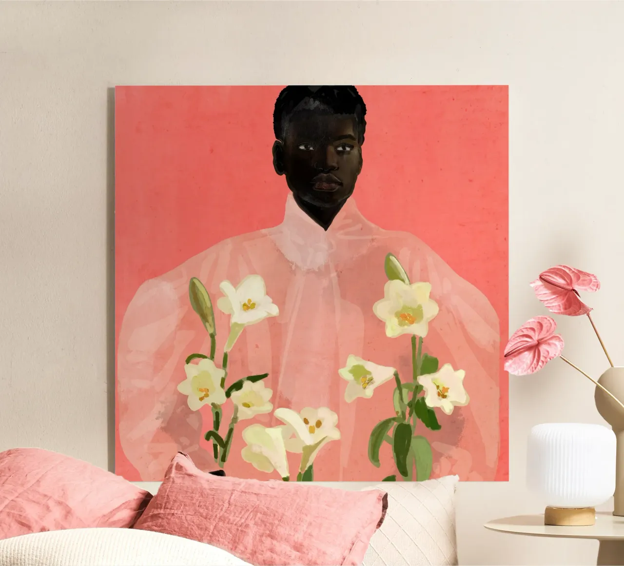 Ragazza con fiori in mano plexiglass da ThingDesign