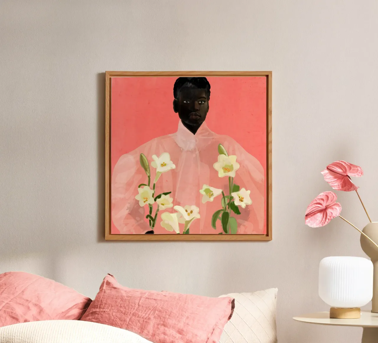 Ragazza con fiori in mano alluminio dibond da ThingDesign