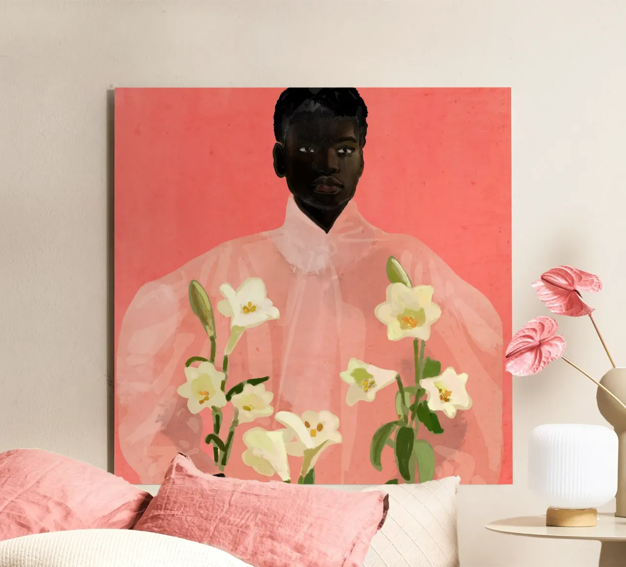 Ragazza con fiori in mano alluminio dibond da ThingDesign