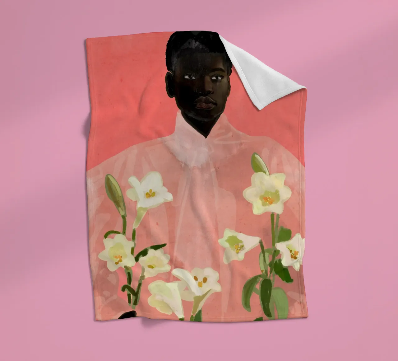 Ragazza con fiori in mano coperta in pile da ThingDesign