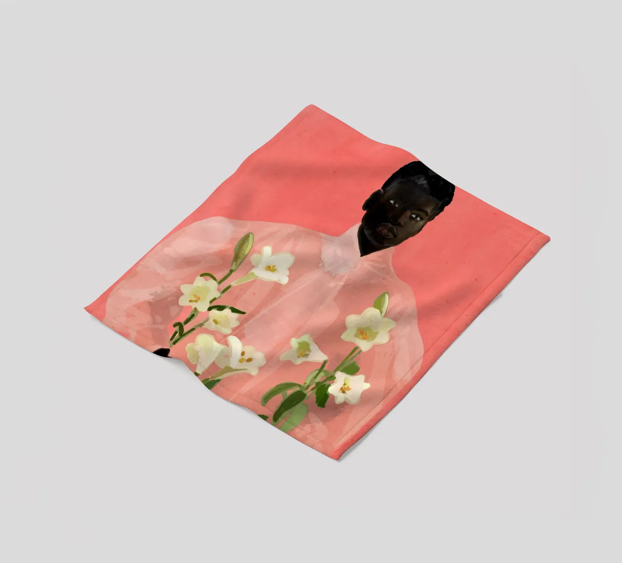 Ragazza con fiori in mano coperta in pile da ThingDesign