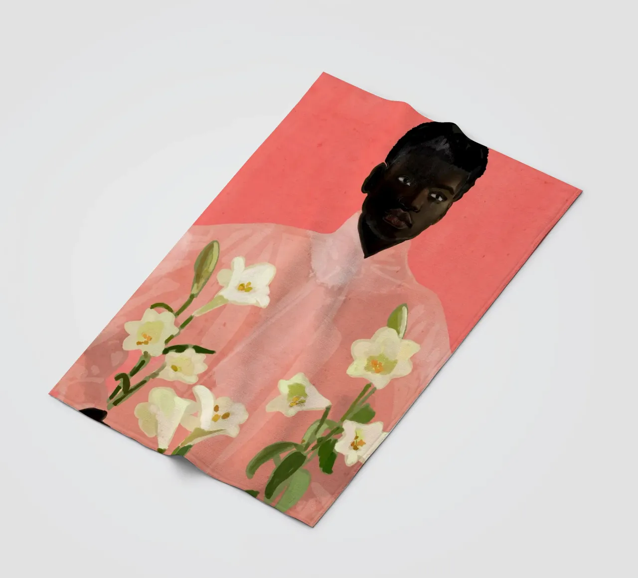 Ragazza con fiori in mano coperta in pile da ThingDesign