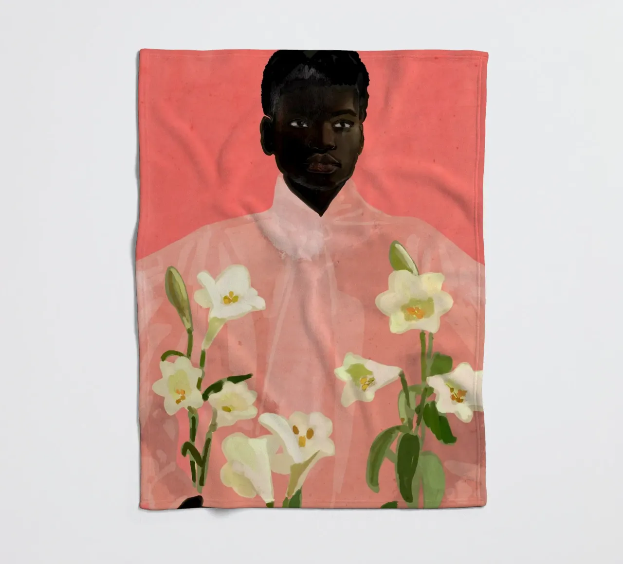 Ragazza con fiori in mano coperta in pile da ThingDesign