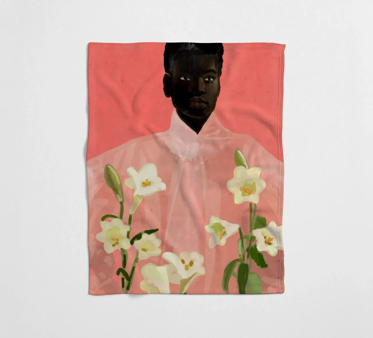 Ragazza con fiori in mano coperta in pile da ThingDesign