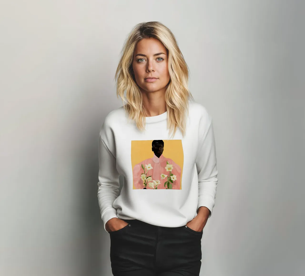 Ragazza con fiori in mano 2 felpa da ThingDesign