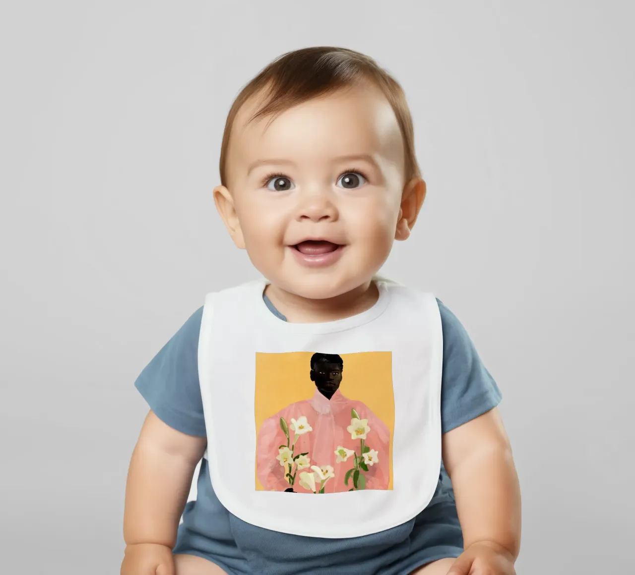 Ragazza con fiori in mano 2 bavaglino da ThingDesign