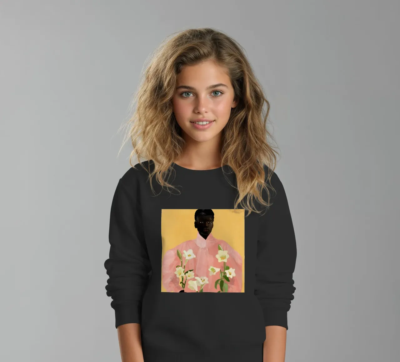 Ragazza con fiori in mano 2 felpa bambino da ThingDesign