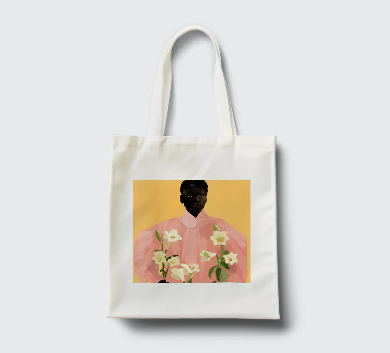 Ragazza con fiori in mano 2 borsa in juta da ThingDesign