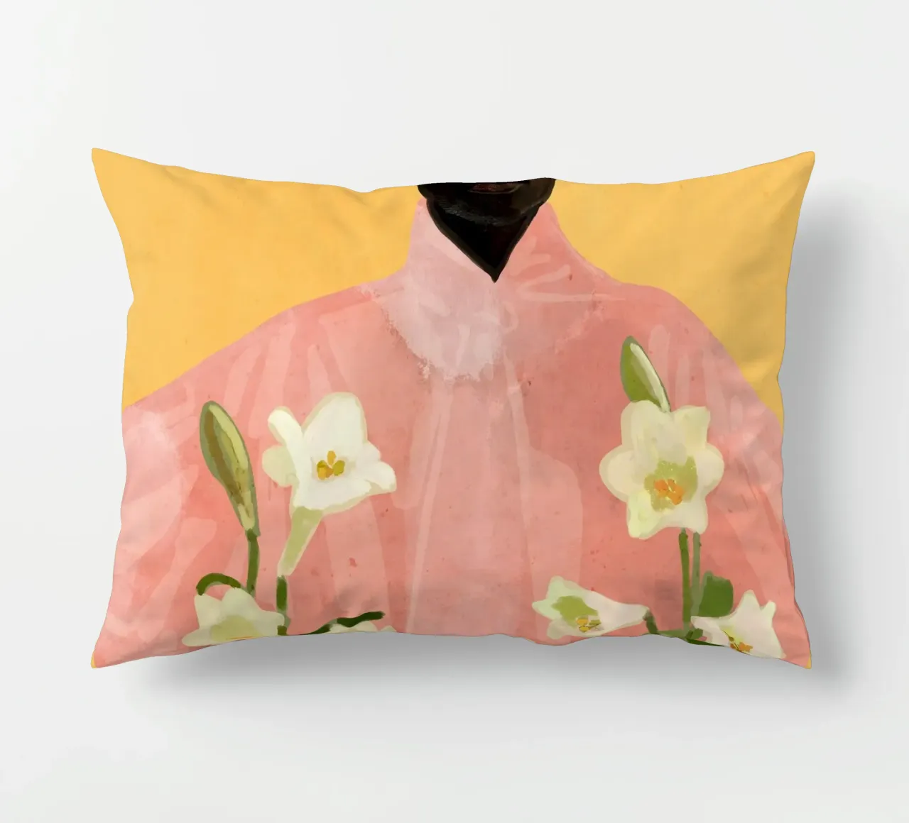 Ragazza con fiori in mano 2 cuscino da ThingDesign