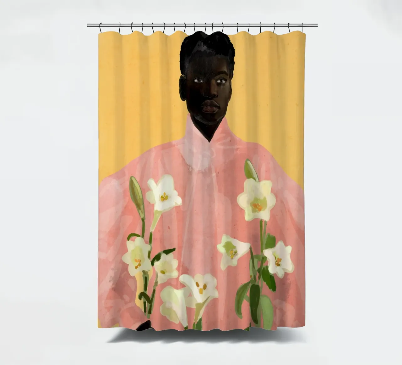 Ragazza con fiori in mano 2 tenda da doccia da ThingDesign