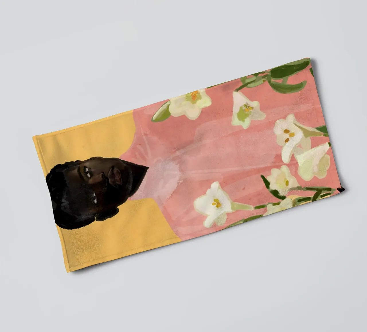 Ragazza con fiori in mano 2 asciugamano da bagno da ThingDesign