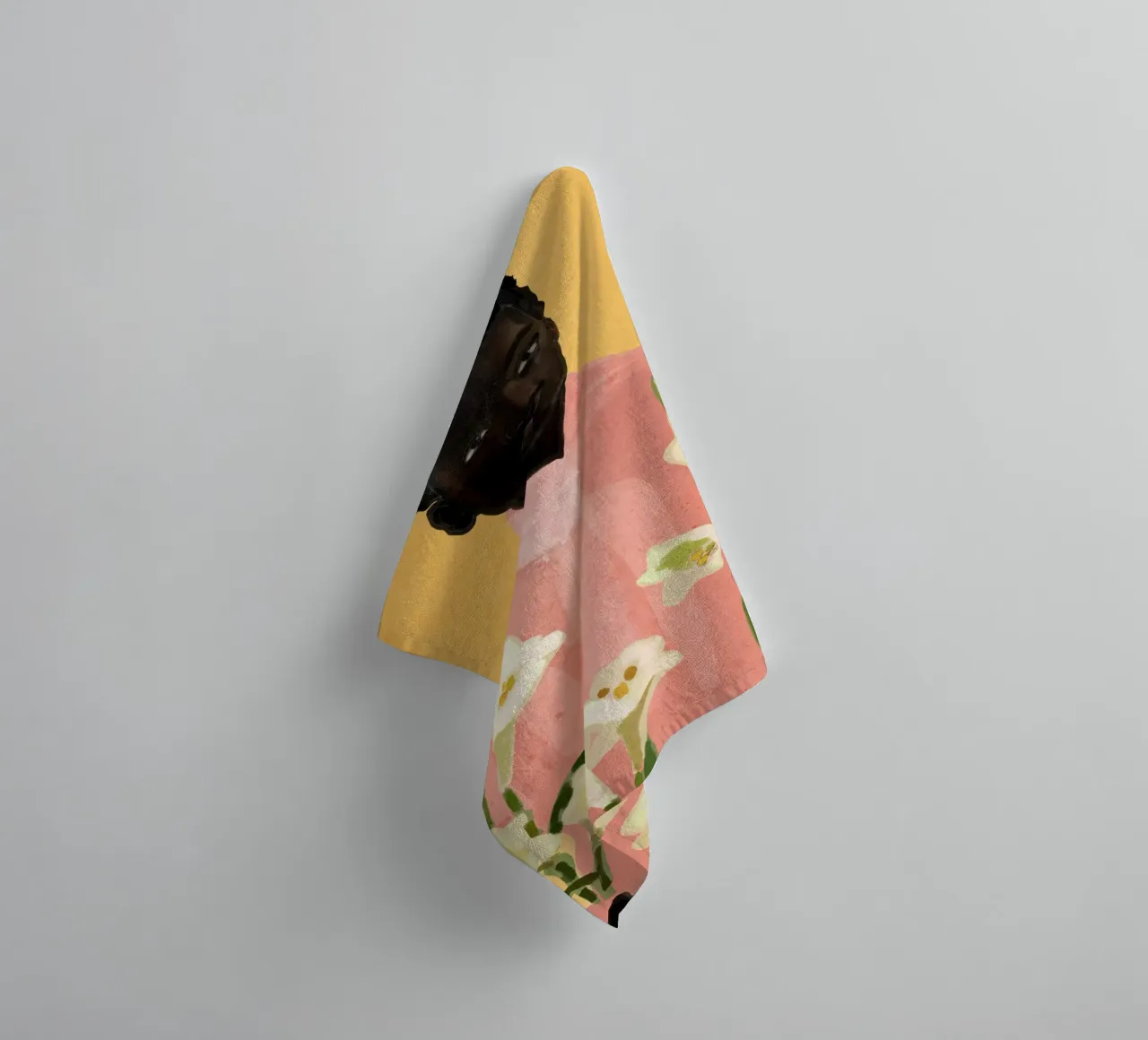 Ragazza con fiori in mano 2 asciugamano da bagno da ThingDesign