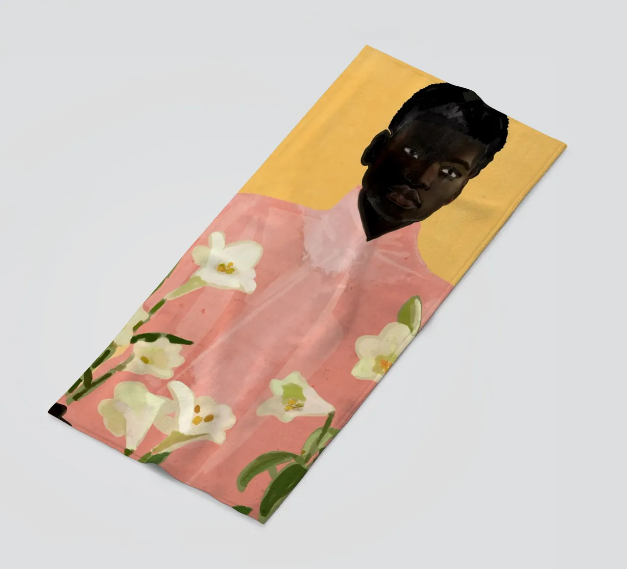 Ragazza con fiori in mano 2 telo mare da ThingDesign