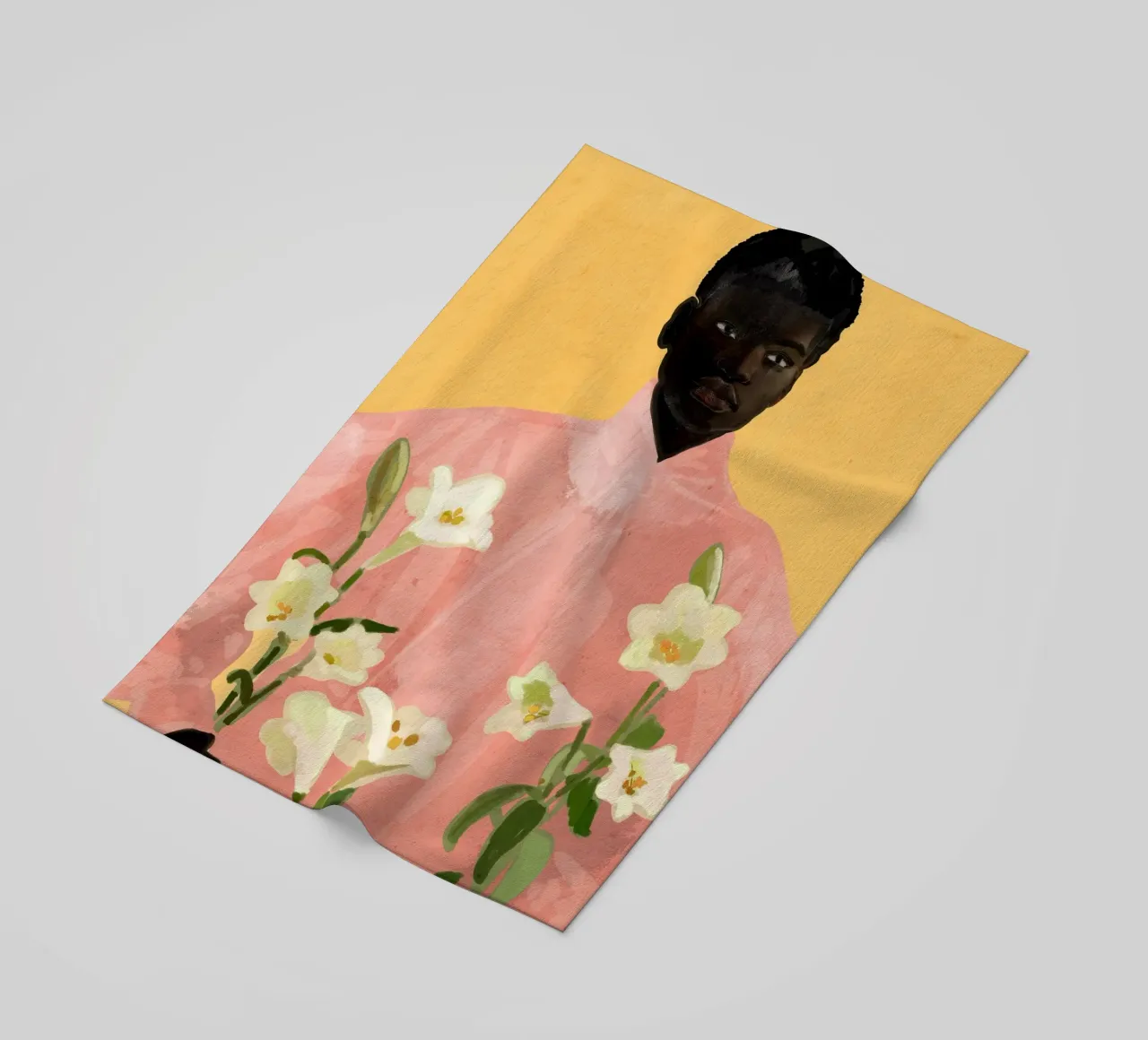 Ragazza con fiori in mano 2 telo mare da ThingDesign