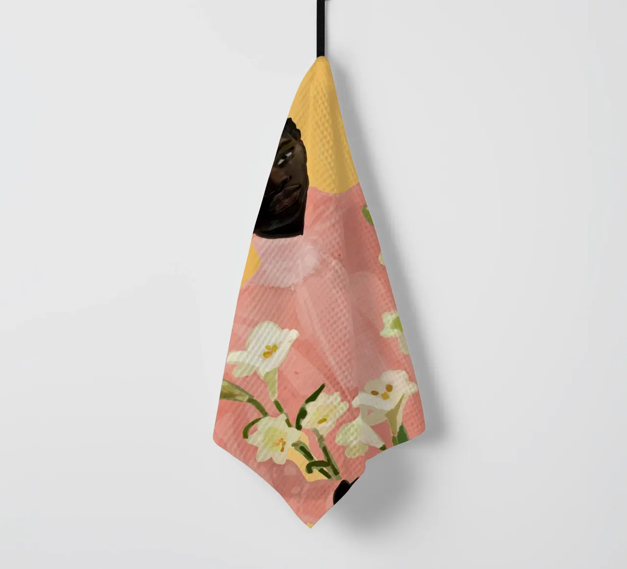 Ragazza con fiori in mano 2 canovaccio da cucina da ThingDesign