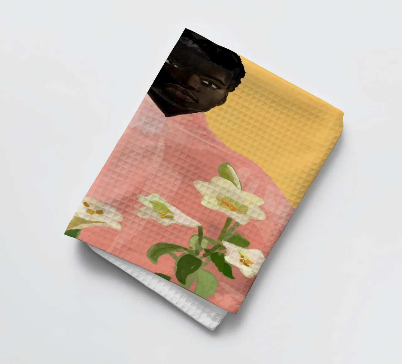 Ragazza con fiori in mano 2 canovaccio da cucina da ThingDesign