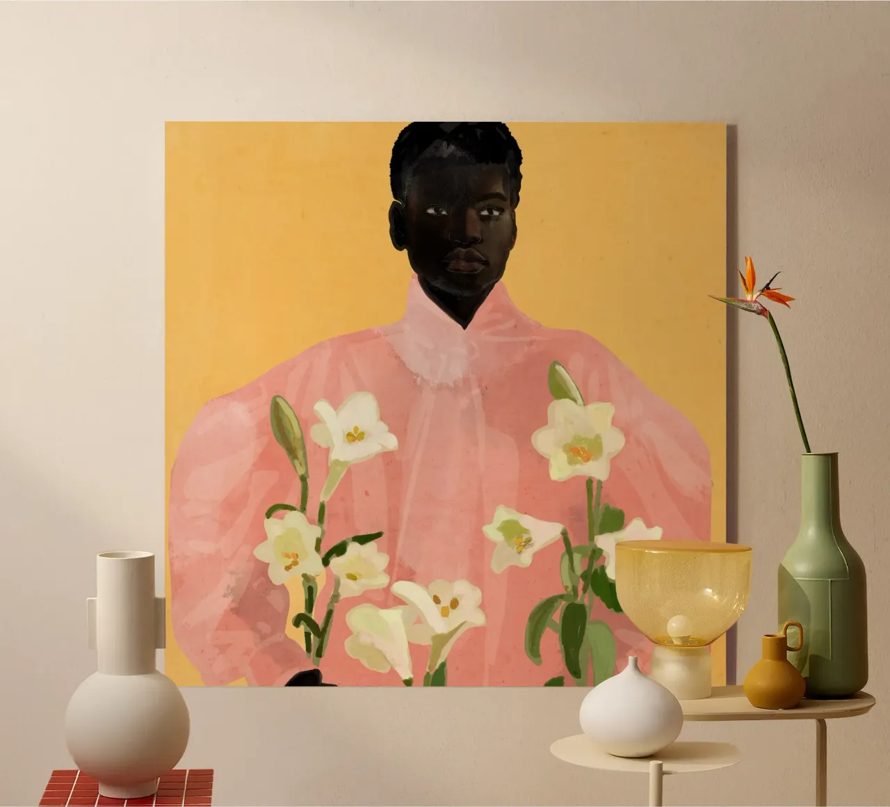 Ragazza con fiori in mano 2 plexiglass da ThingDesign