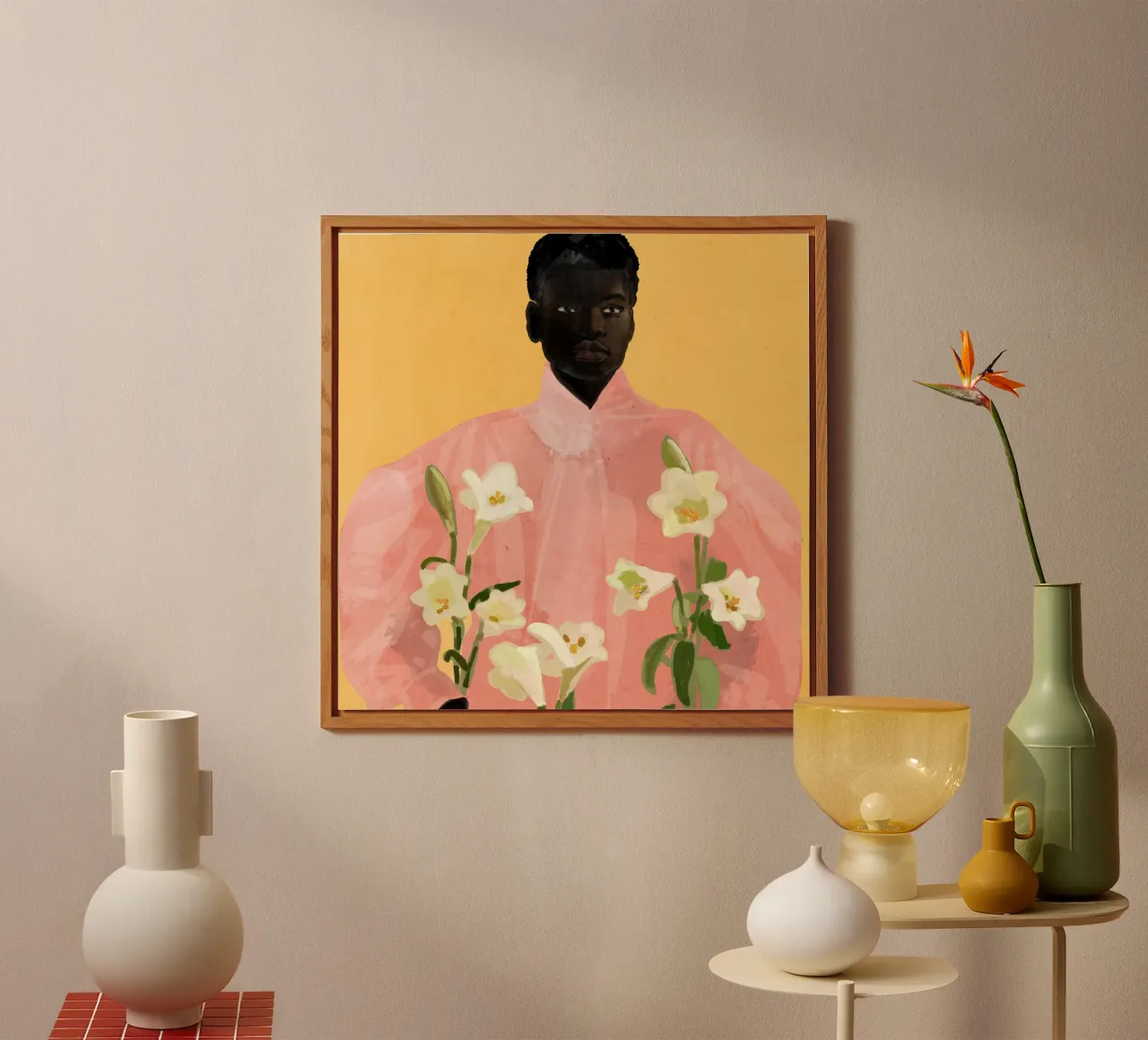 Ragazza con fiori in mano 2 alluminio dibond da ThingDesign