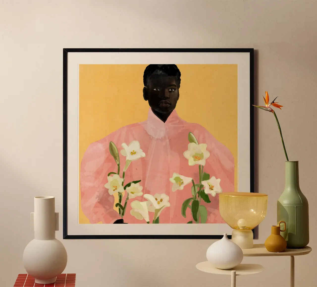 Ragazza con fiori in mano 2 carta hahnemühle da ThingDesign