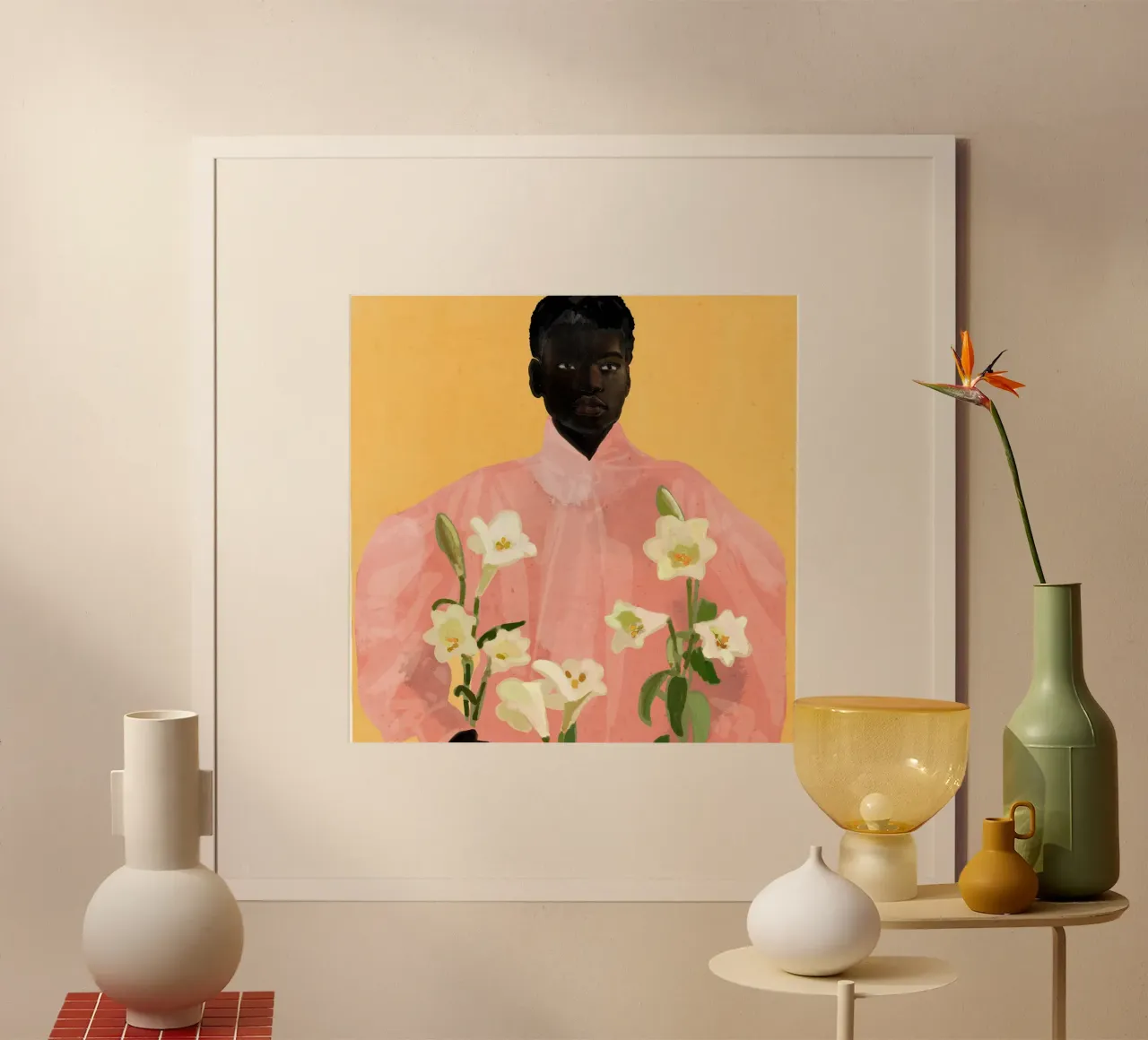 Ragazza con fiori in mano 2 carta hahnemühle da ThingDesign